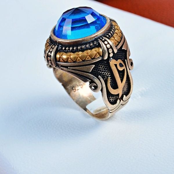 26 BEDEN ELİF VAV  KUBBE TAŞLI GÜMÜŞ ERKEK YÜZÜĞÜ