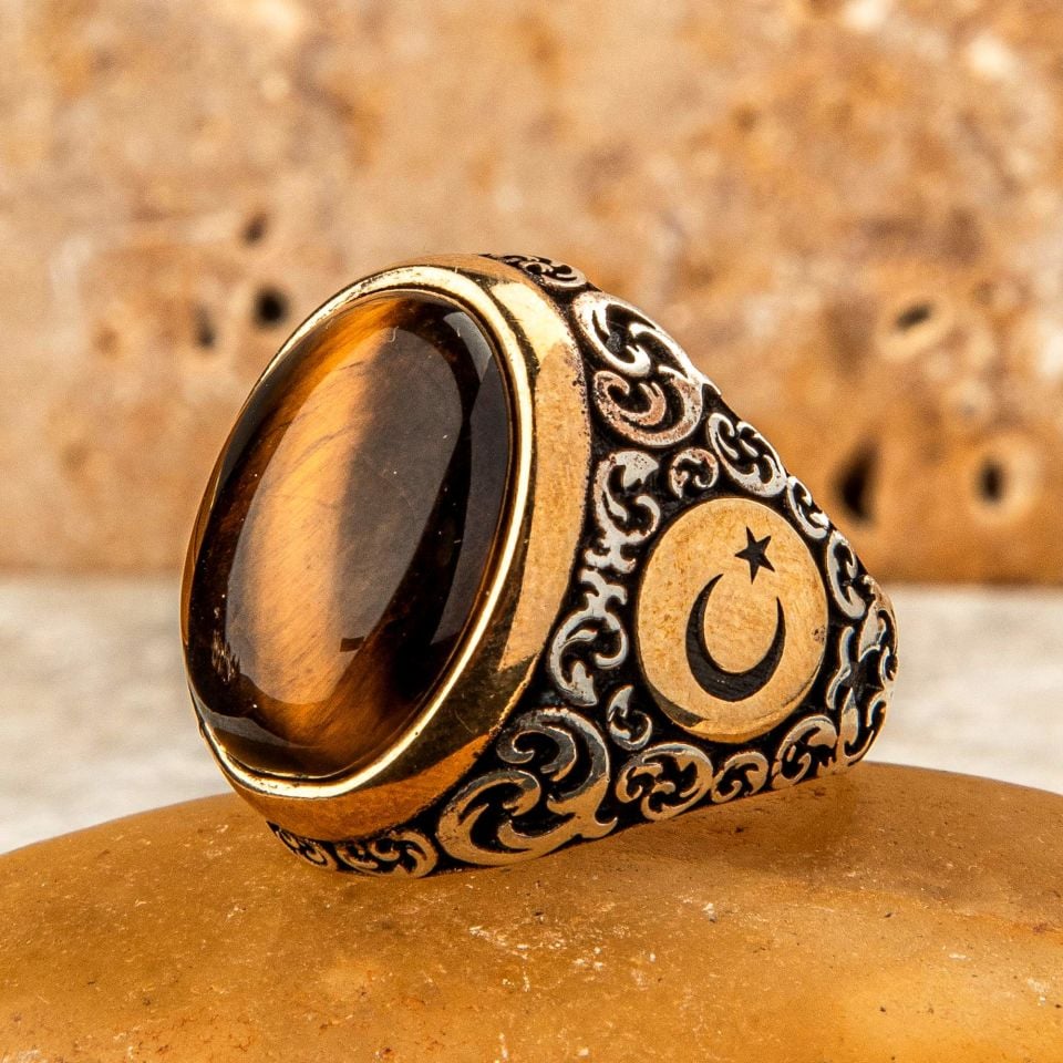 KAPLAN GÖZÜ TAŞI 925 AYAR GÜMÜŞ YÜZÜK 1