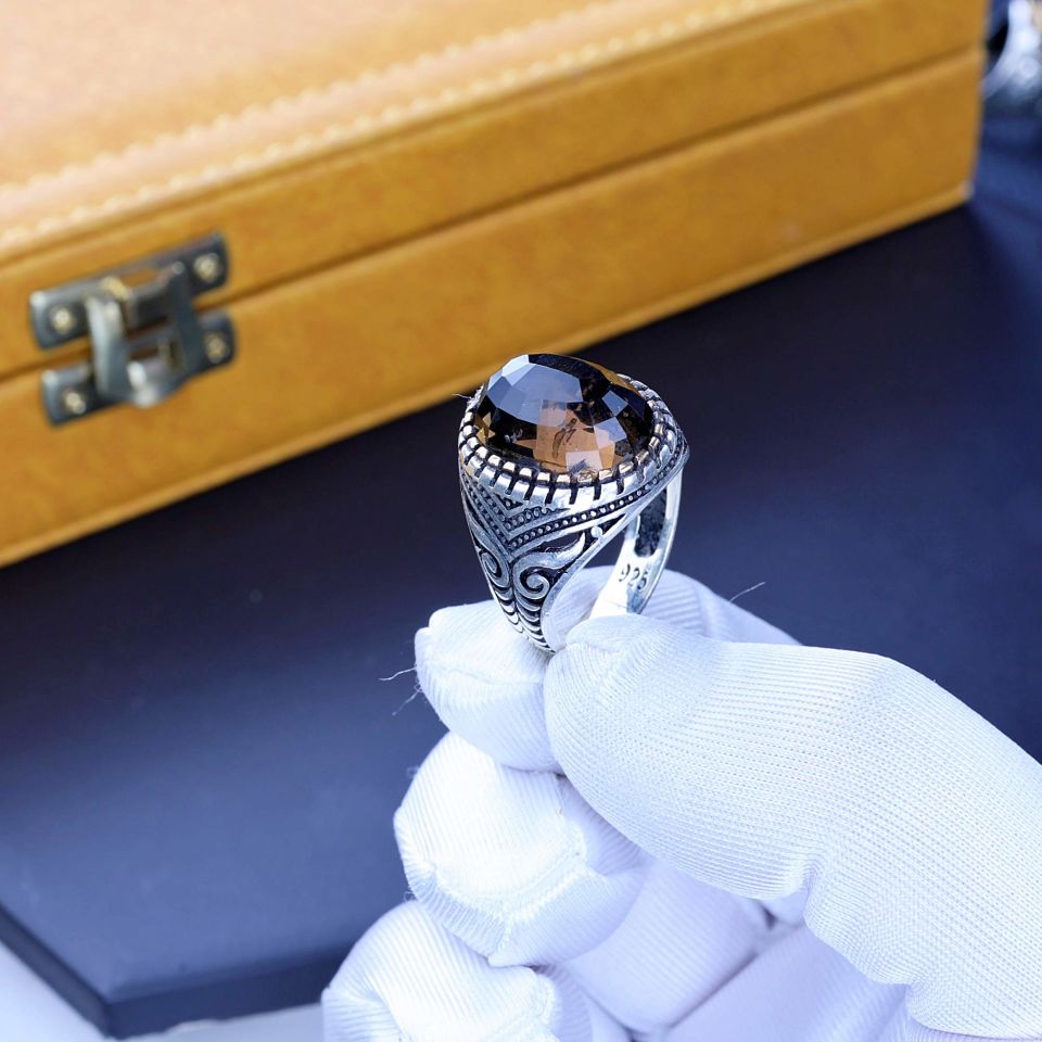 KAPLAN GÖZÜ TAŞI 925 AYAR GÜMÜŞ YÜZÜK 8