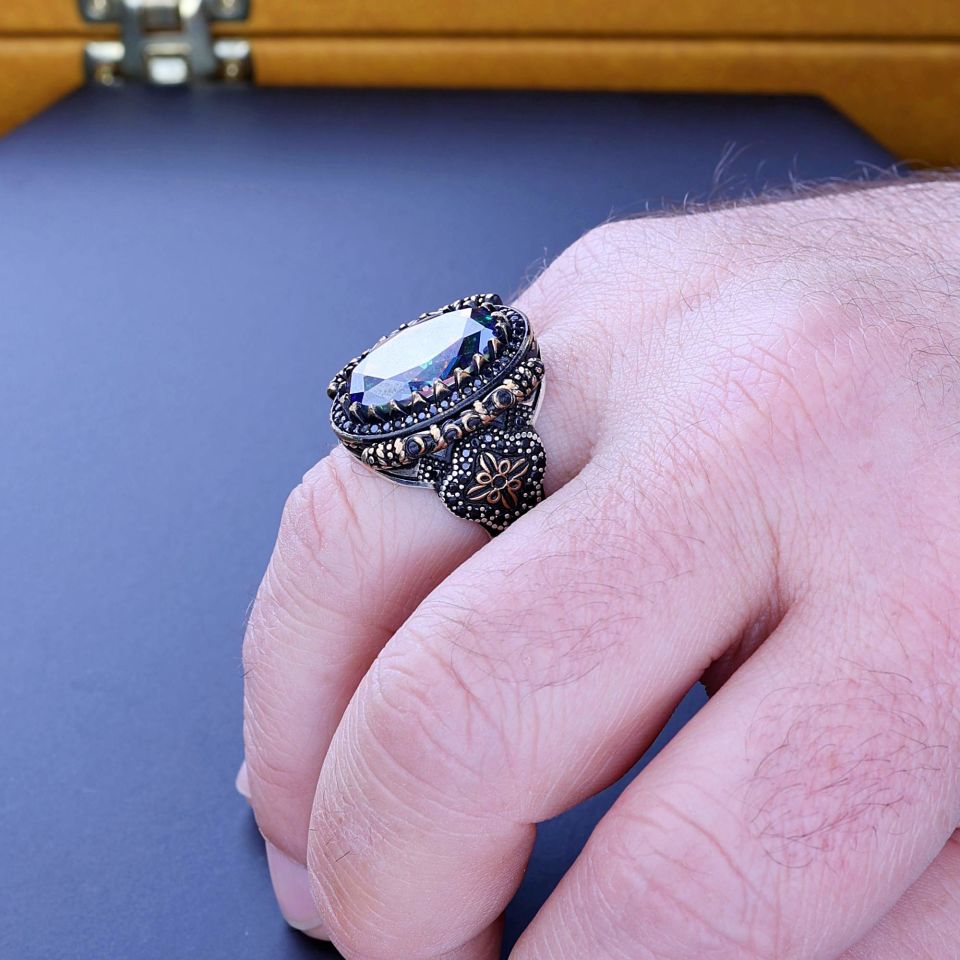 TOPAZ TAŞLI  925 AYAR GÜMÜŞ YÜZÜK 2