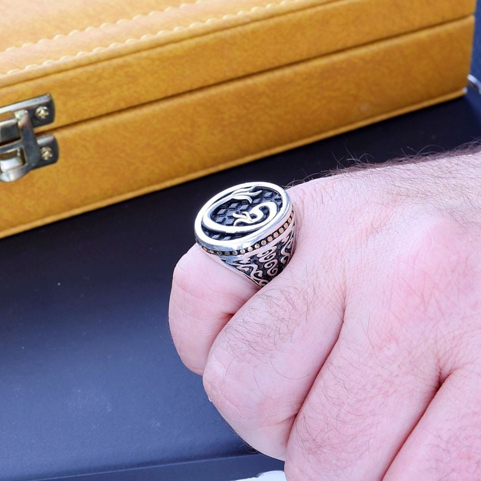 ELİFVAV DESENLİ TAŞI 925 AYAR GÜMÜŞ YÜZÜK 4