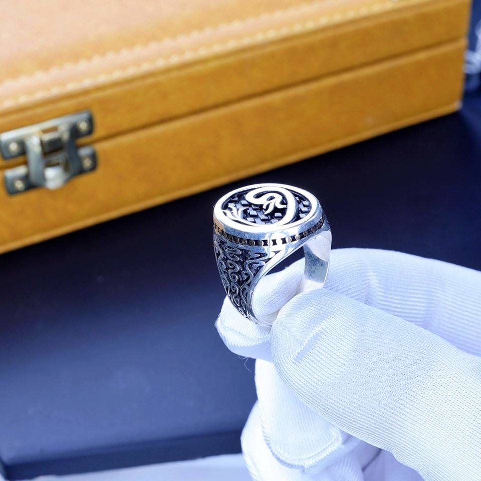 ELİFVAV DESENLİ TAŞI 925 AYAR GÜMÜŞ YÜZÜK 4