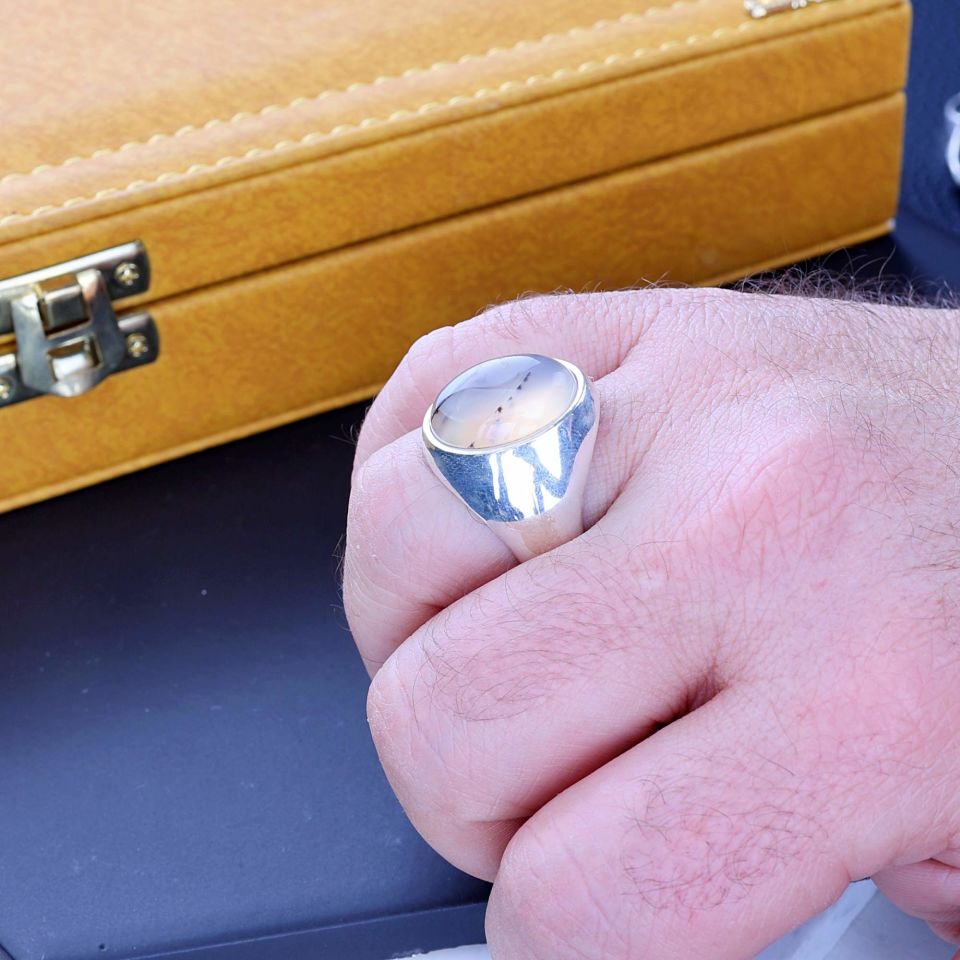 AKİK TAŞI 925 AYAR GÜMÜŞ YÜZÜK 5