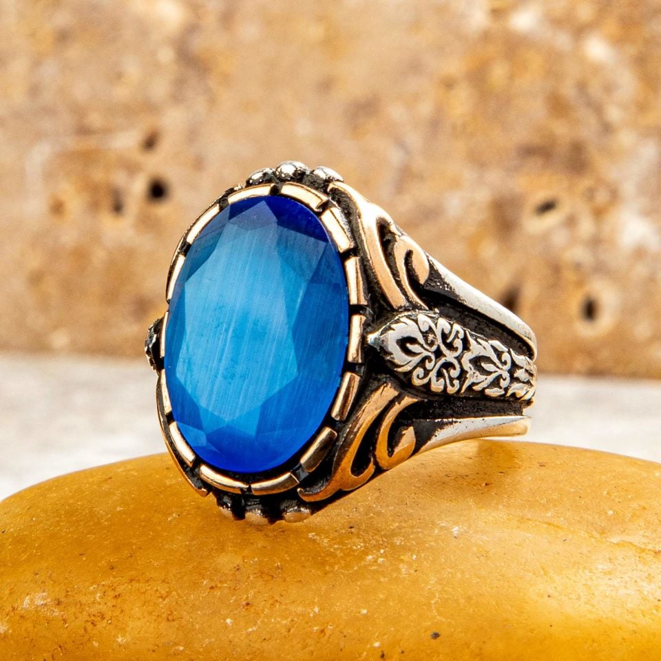 AQUAMARİN TAŞI 925 AYAR GÜMÜŞ YÜZÜK 10