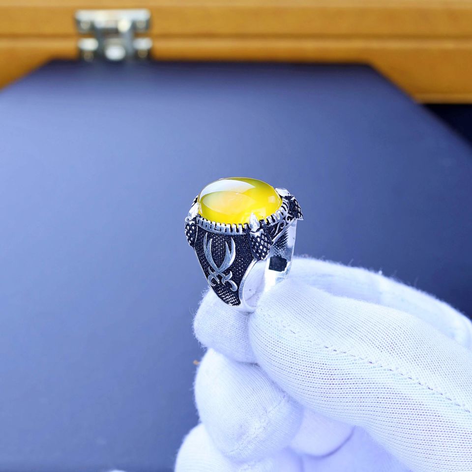 DAMLA KEHRİBAR TAŞLI 925 AYAR GÜMÜŞ YÜZÜK