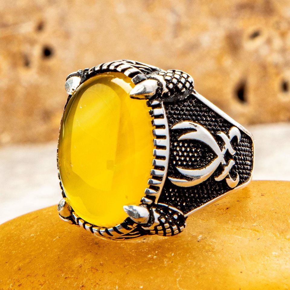 DAMLA KEHRİBAR TAŞLI 925 AYAR GÜMÜŞ YÜZÜK