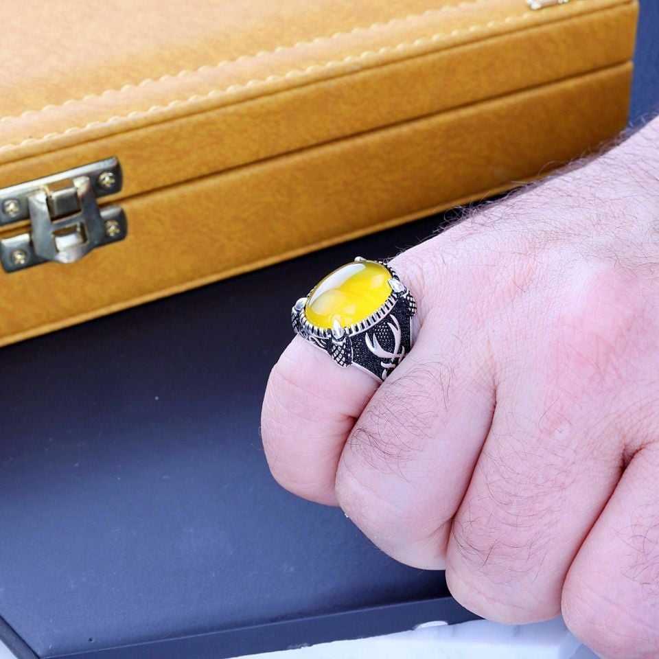 DAMLA KEHRİBAR TAŞLI 925 AYAR GÜMÜŞ YÜZÜK