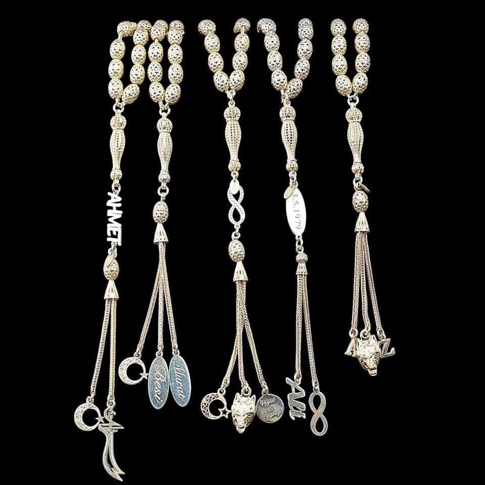 ORJİNAL ALTIN KAPLAMALI 925 AYAR GÜMÜŞ KİŞİYE ÖZEL İSİMLİ TESPİH