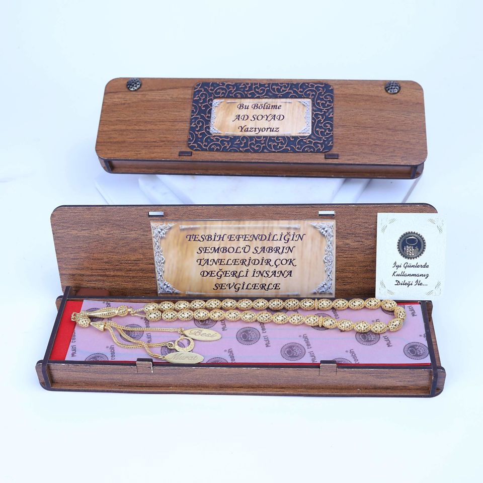 ORJİNAL ALTIN KAPLAMALI 925 AYAR GÜMÜŞ KİŞİYE ÖZEL İSİMLİ TESPİH