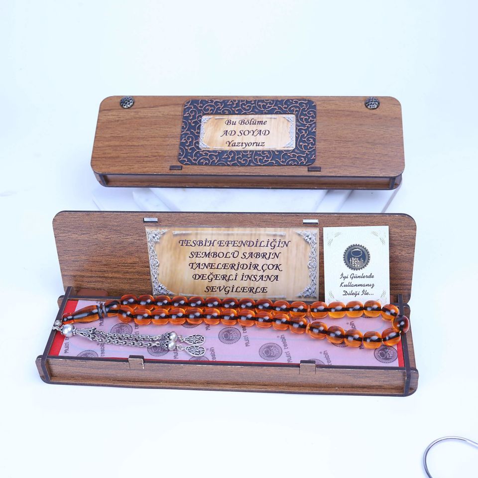 ATEŞ KEHRİBAR  GÜMÜŞ PÜSKÜLLÜ TASARIM TESPİH