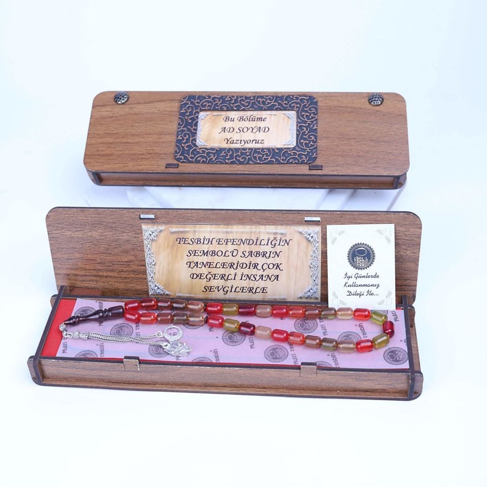 BONİBON ATEŞ KEHRİBAR  GÜMÜŞ PÜSKÜLLÜ TASARIM TESPİH