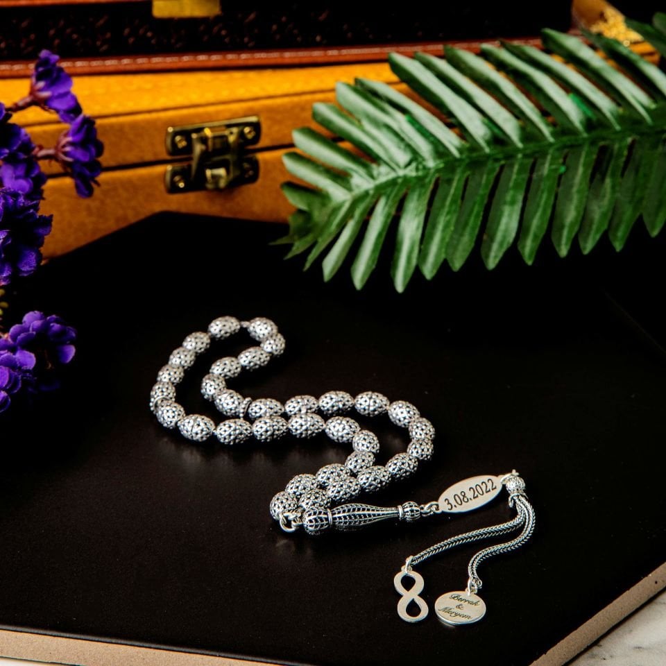 925 AYAR GÜMÜŞ KİŞİYE ÖZEL İSİMLİ TESPİH