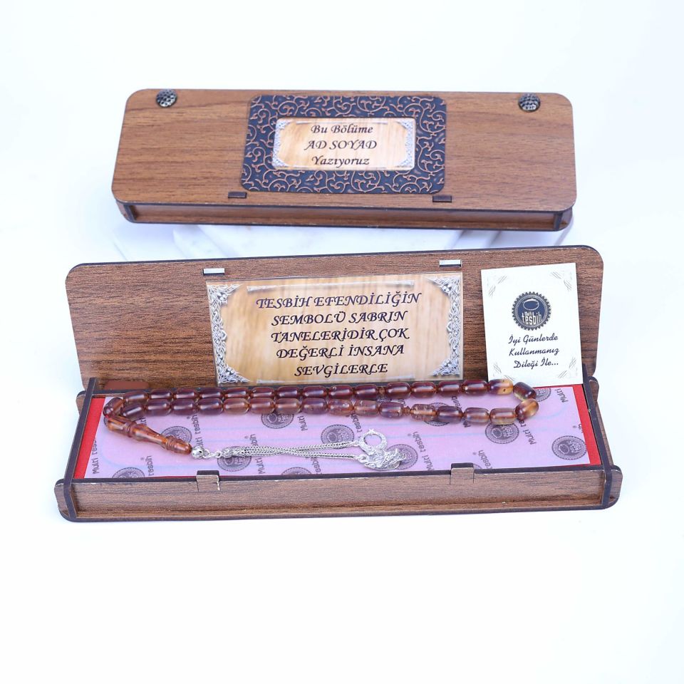 ATEŞ KEHRİBAR  GÜMÜŞ PÜSKÜLLÜ TASARIM TESPİH