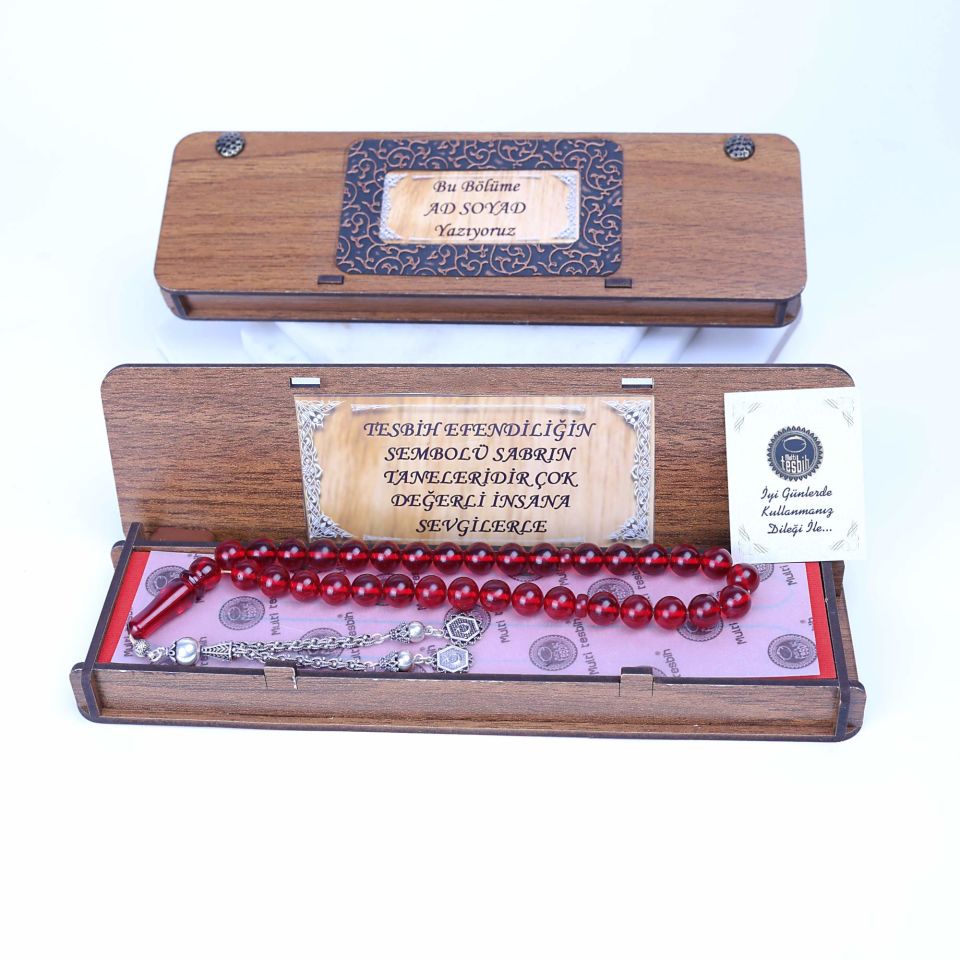 ATEŞ KEHRİBAR  GÜMÜŞ PÜSKÜLLÜ TASARIM TESPİH