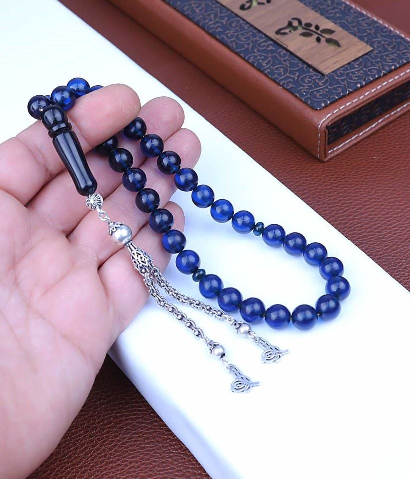 BAĞA  GÜMÜŞ PÜSKÜLLÜ TASARIM TESPİH