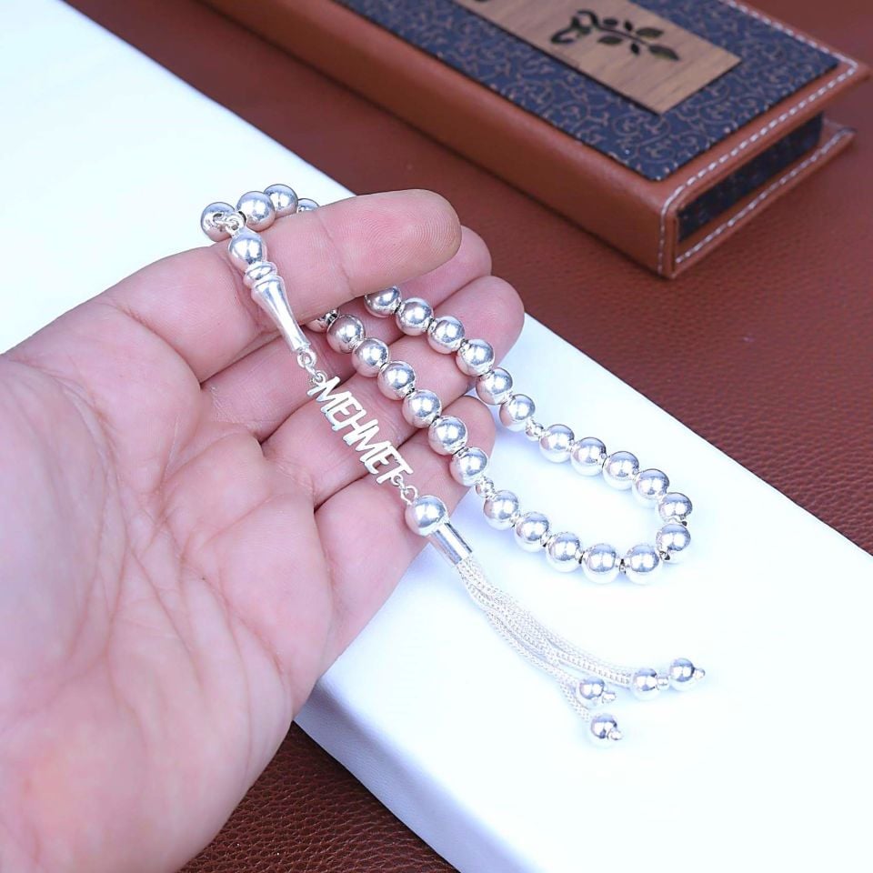 925 AYAR GÜMÜŞ KİŞİYE ÖZEL İSİMLİ TESPİH